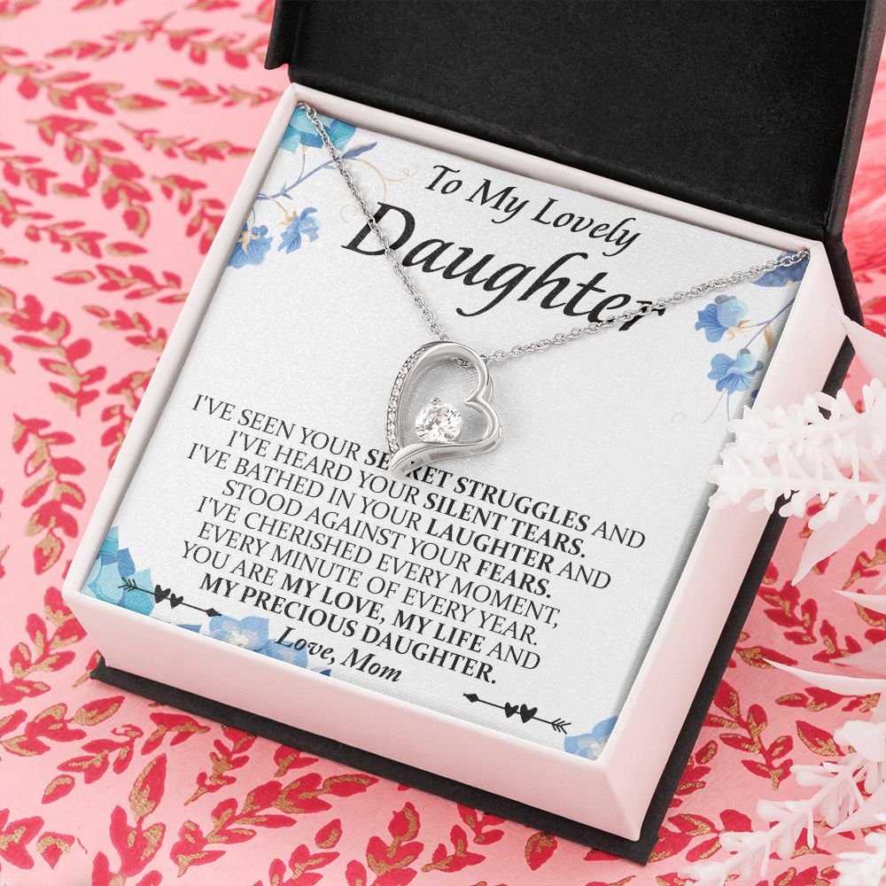 Mother and Daughter Necklace for Girls, To My Daughter Gift Necklace from Mom, Birthday Christmas Gift Graduation Gifts for Daughters, Jewelry Pendant Present for Daughter, Mother Daughter Gift 41 Forever Love Necklace