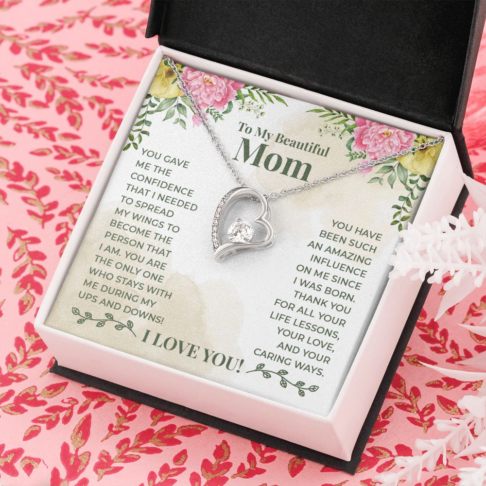 Mom Necklace Gifts for Mom from Daughter to Mom Gifts for Mothers Day from Daughter, To My Mom Necklace from Daughter to Mom Birthday Gifts Necklace with Message Card and Gift Box22 Forever Love Necklace