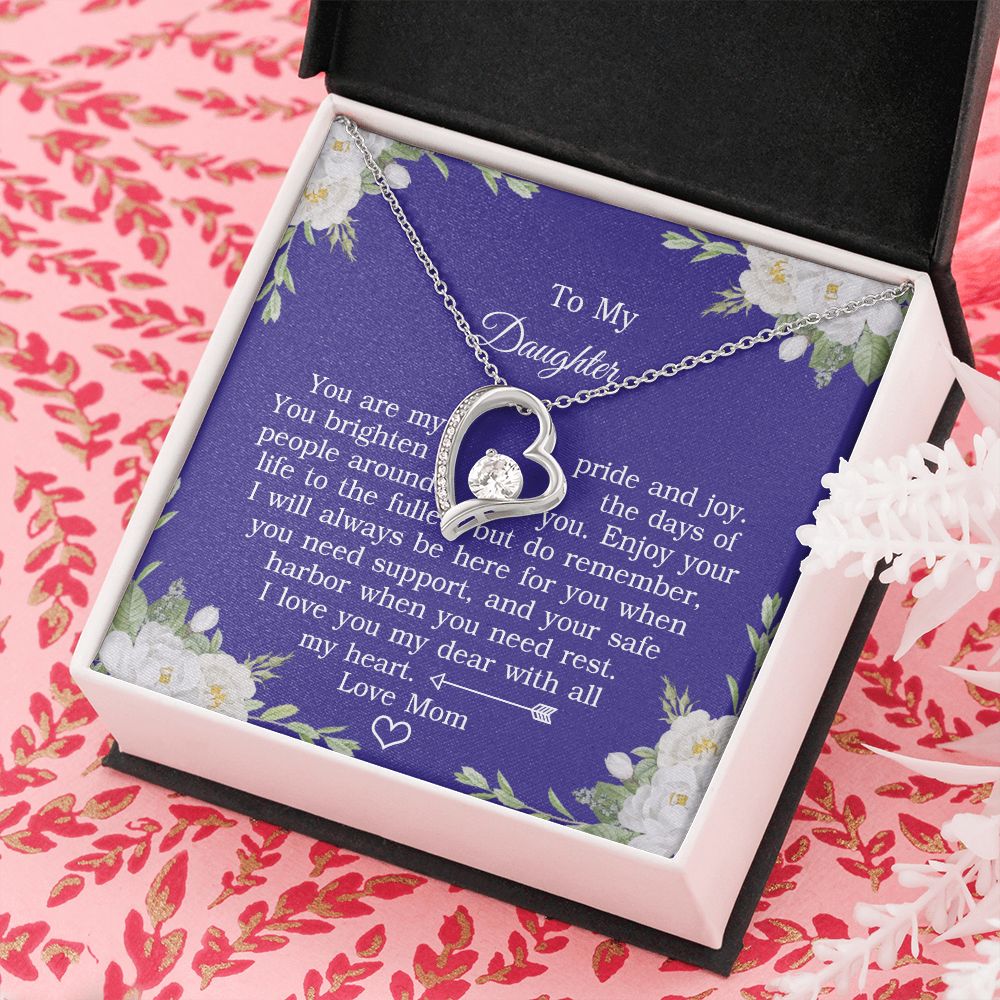 Mother Daughter Gift Ideas, To My Daughter Gift Necklace from Mom, Jewelry Pendant Present for Daughter, Birthday Christmas Gift Graduation Gifts for Daughters, Mother and Daughter Necklace 2137 Forever Love Necklace