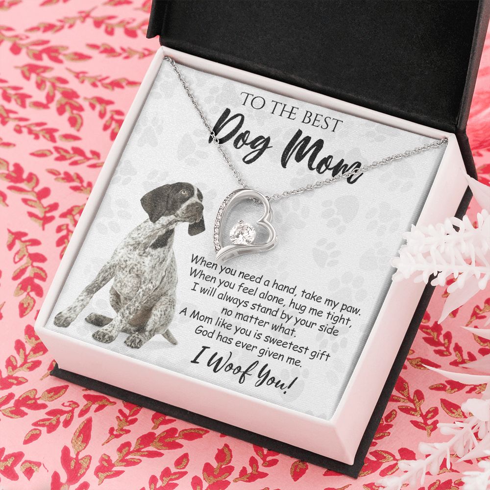 To The Best German Shorthaired Pointer Dog Mom Knot Necklace Mother's Day Gift , I Woof You Quote Gift Card, Message Card Jewelry For Dog Lovers, Necklace For Mom Forever Love Necklace