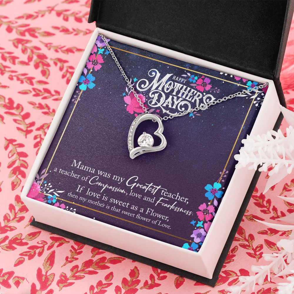 To My Mom Mother Necklace Pendant Gìt From Daughter Or Son Happy Mothers Day Mama Was My Greatest Teacher With Message Card Gift For Mom Forever Love Necklace