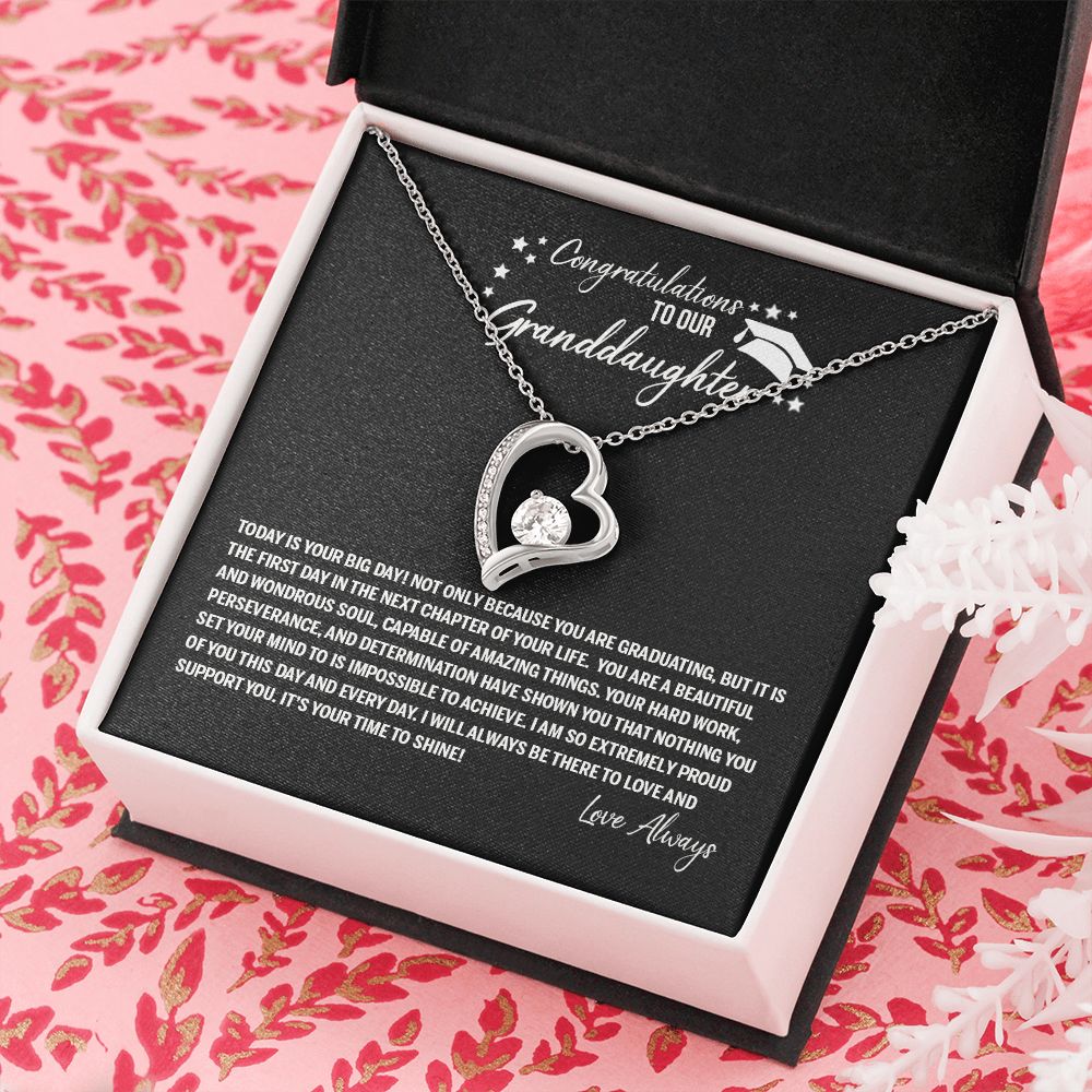 To Our Granddaughter Necklace From Grandparents Sentimental Gifts Birthday Gift Chirstmas Anniversary Unique Jewelry For Girl Senior High School College Grad Necklace Graduation Pendant Gifts Forever Love Necklace