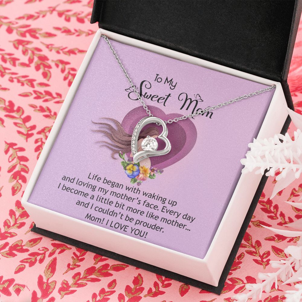To My Sweet Mom, Sweet Mom Necklace Pendant, Mothers Day Gifts, Gift For Sweet Mom, New Mom Gifts Forever Love Necklace