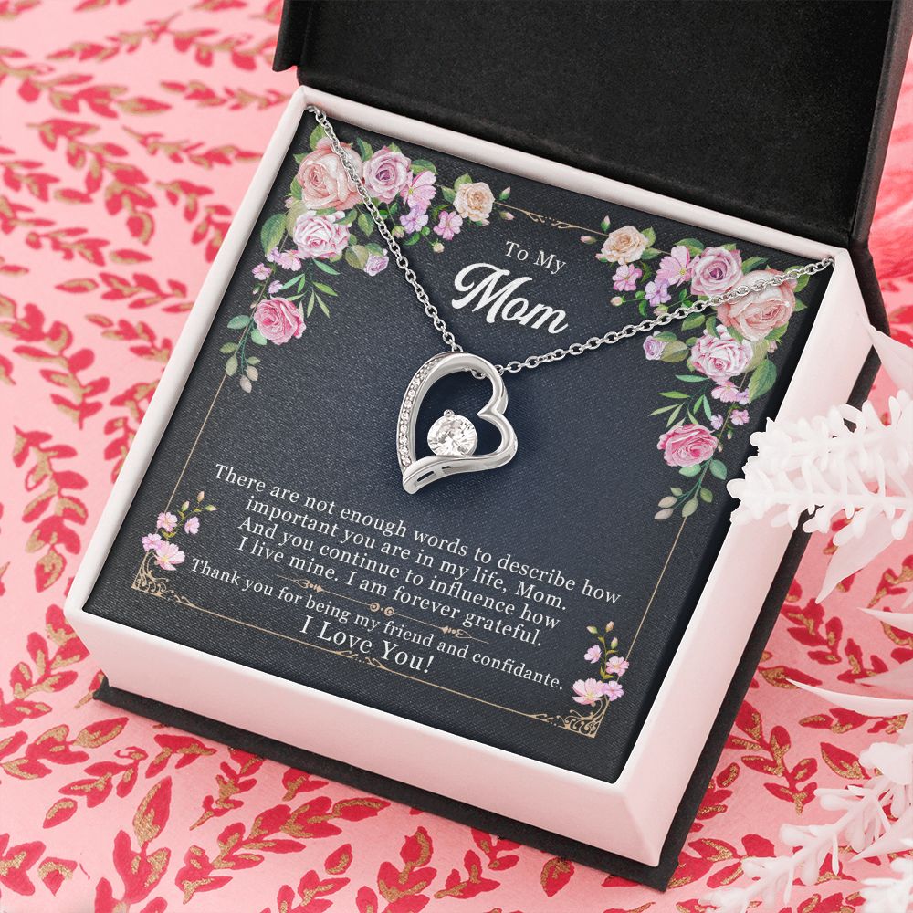 To My Mom Necklace Pendant Gift From Daughter Thank You For Being My Friend And Confidant With Message Card Gift For Mom Forever Love Necklace