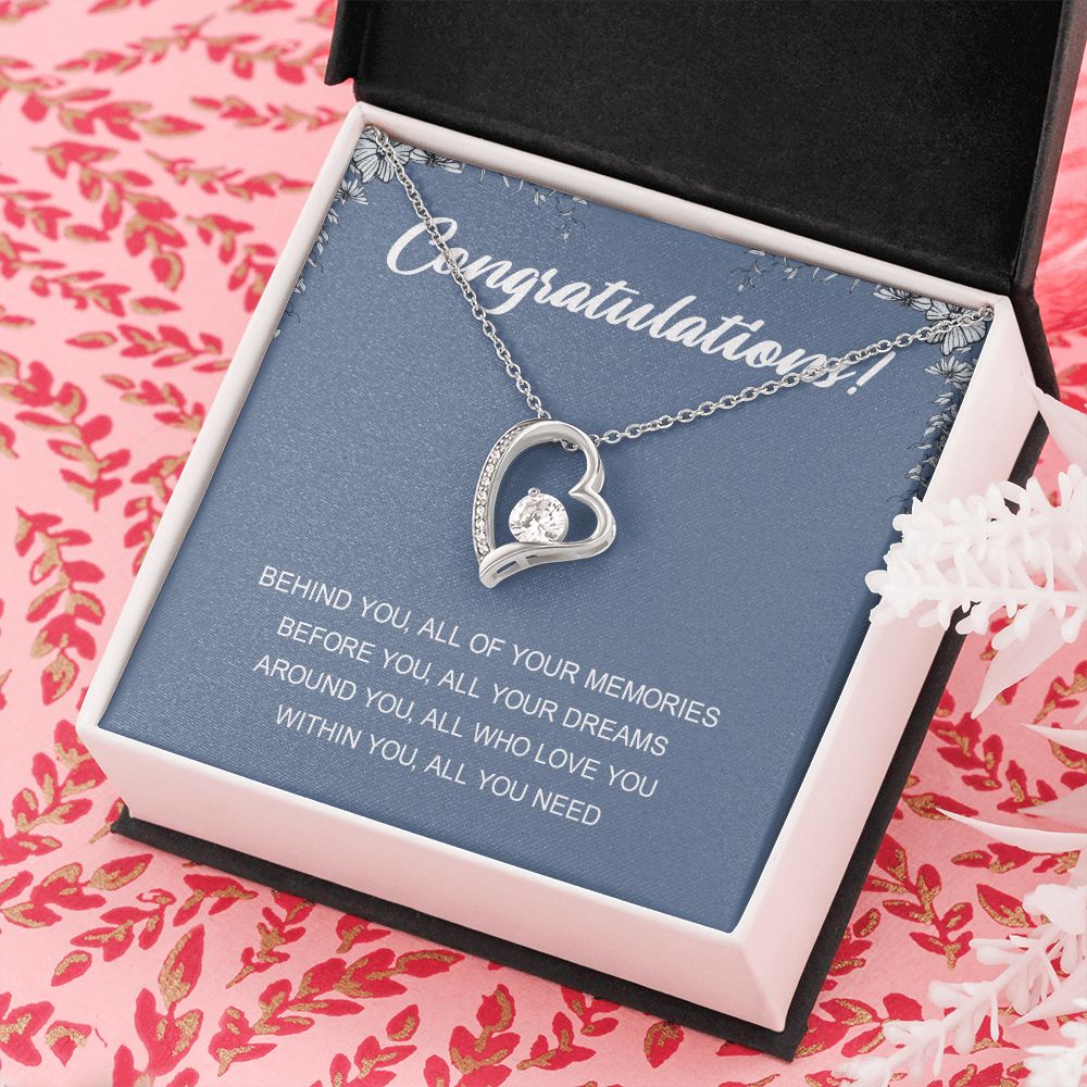 Graduation Gift Necklace for Girls College, High School, Love Knot Necklace Congrats Graduation Pendants Gift For Daughter, Granddaughter, Niece, Sister Forever Love Necklace