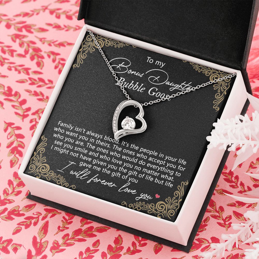 Bonus Daughter Gifts From Stepdad, Step Daughter Gifts From Stepmom, Stepdaughter Gifts From Stepdad, Father Stepdaughter Necklace, To My Bonus Daughter Necklaces, Christmas Gifts For Bonus9 Forever Love Necklace