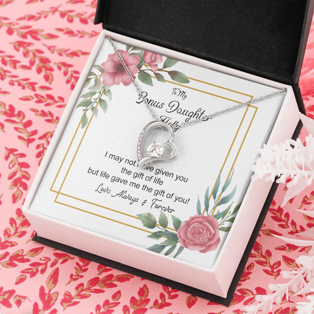 Bonus Daughter Gifts From Stepdad, Step Daughter Gifts From Stepmom, Stepdaughter Gifts From Stepdad, Father Stepdaughter Necklace, To My Bonus Daughter Necklaces, Christmas Gifts For Bonus6 Forever Love Necklace