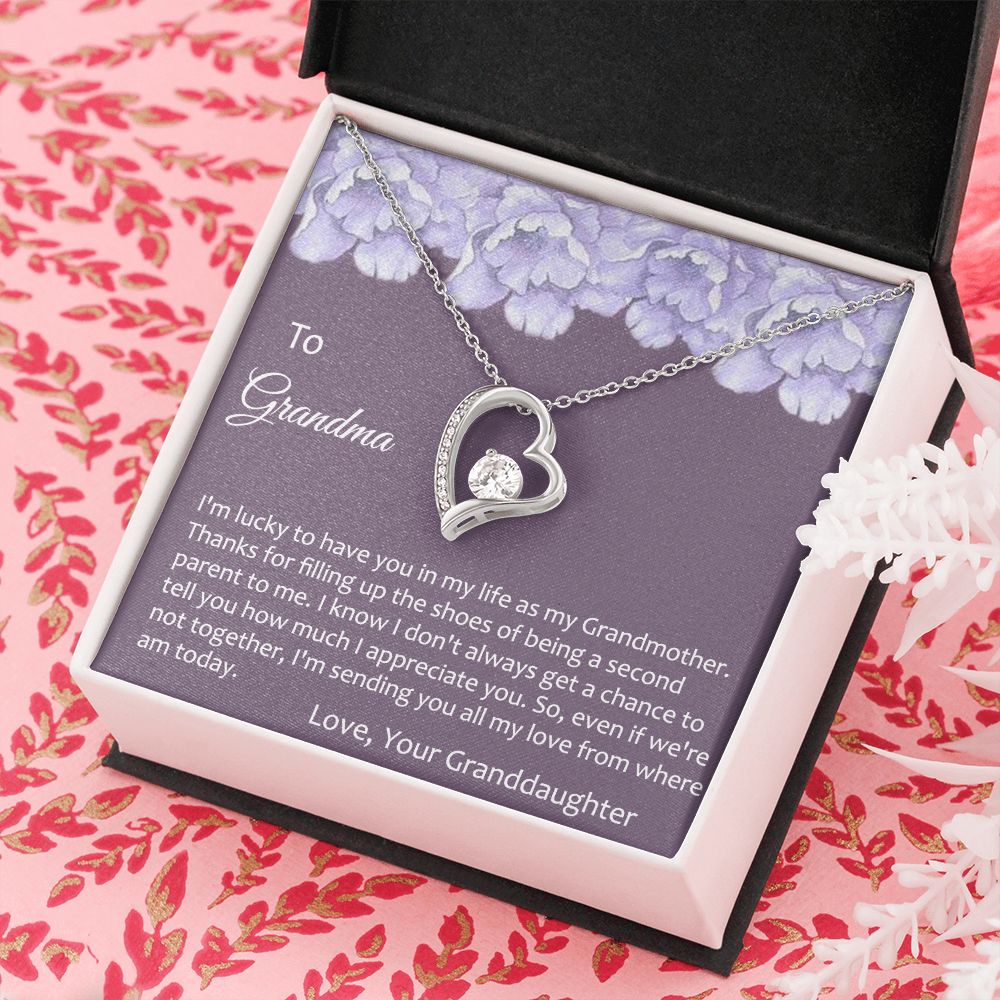 To My Grandma Necklace, Gift for Grandmother Necklace, Mothers Day Gift For Grandma Nana, Grandma Jewelry From Grandchildren GrandKids , Jewelry Box Gift For Grandma Grandmother21 Forever Love Necklace