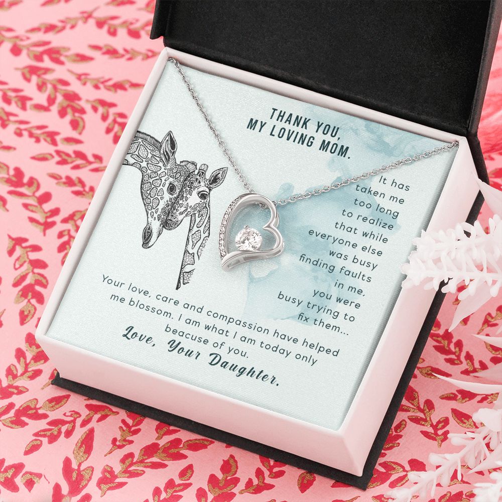 To My Thank You My Loving Mom Giraffe Necklace Pendant Gift From Mom Necklace Gift For To Daughter Birthday Daughter In Law Gift On Birthday Anniversary Gift 30821 Forever Love Necklace