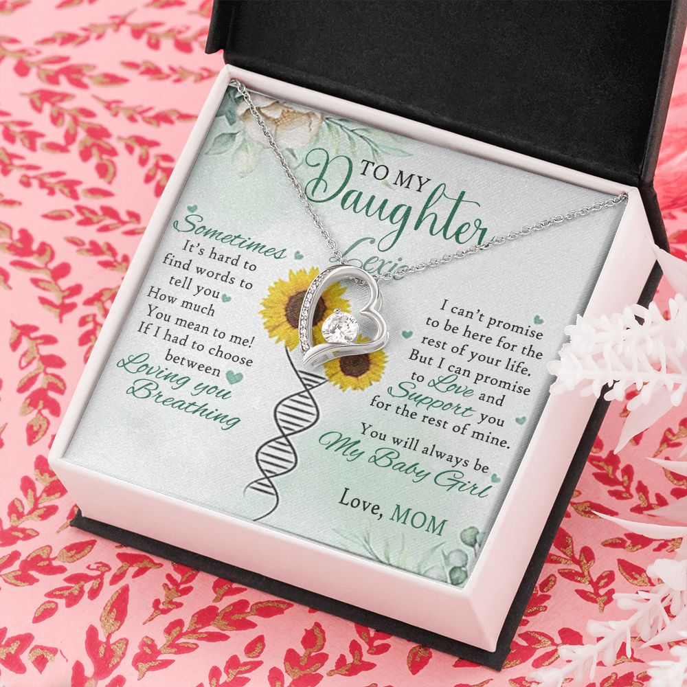 Jewelry Pendant Present for Daughter, To My Daughter Gift Necklace from Mom, Mother Daughter Gift Ideas, Birthday Christmas Gift Graduation Gifts for Daughters, Mother and Daughter Necklace 17 Forever Love Necklace