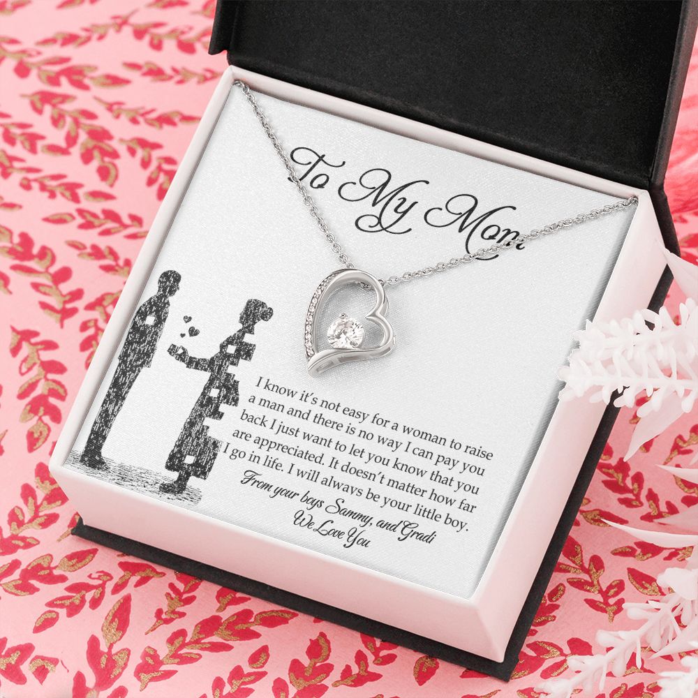 Mom Necklace Gifts for Mom from Daughter to Mom Gifts for Mothers Day from Daughter, To My Mom Necklace from Daughter to Mom Birthday Gifts Necklace with Message Card and Gift Box2 Forever Love Necklace