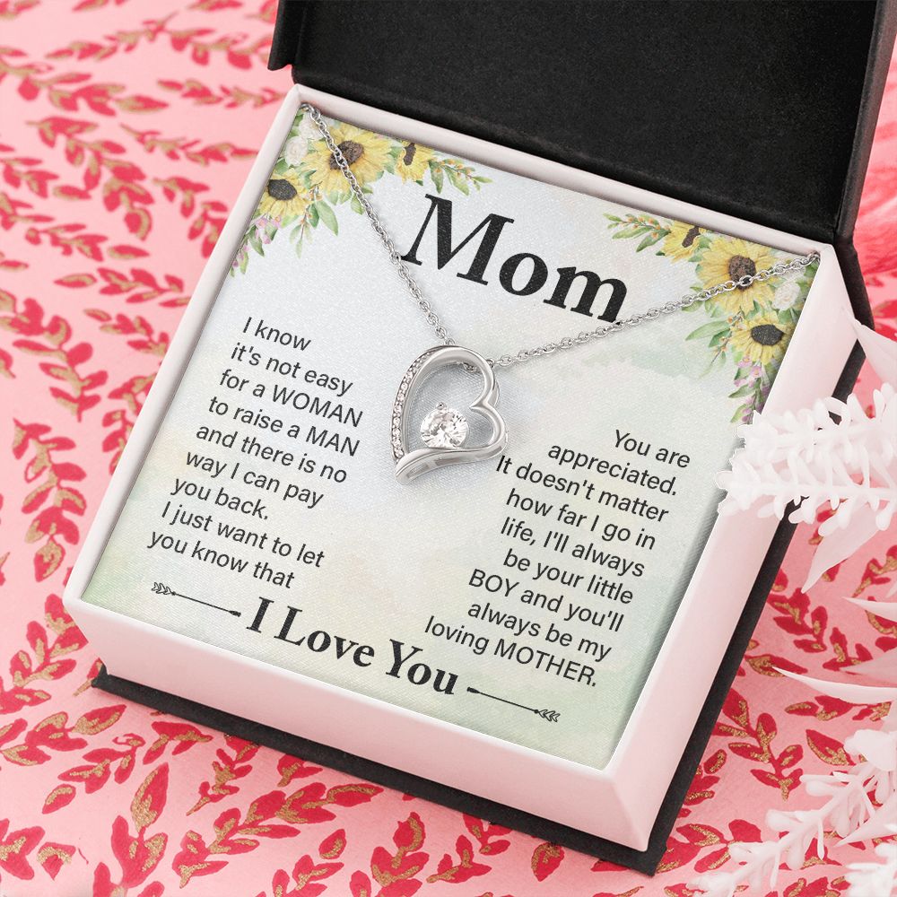 To My Mom Necklace, Gift For Mom, Mother's Day Gift from Daughter, Mom Jewelry Gift for Mothers Day, Birthday Gift for Mother, Moms Gift from Daughter Son, Necklace for Mom Mother 20 Forever Love Necklace