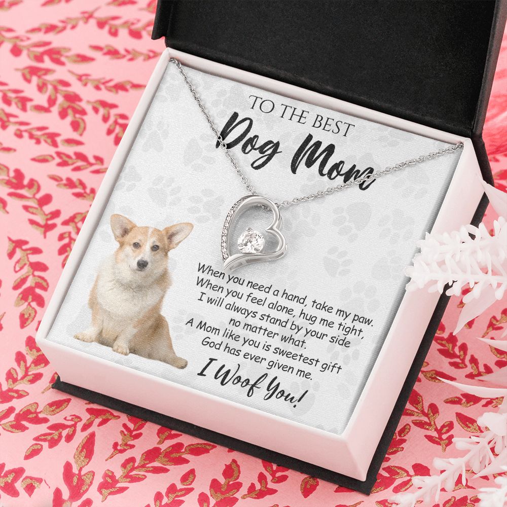 To The Best Corgi Dog Mom Knot Necklace Mother's Day Gift , I Woof You Quote Gift Card, Message Card Jewelry For Dog Lovers, Necklace For Mom Forever Love Necklace
