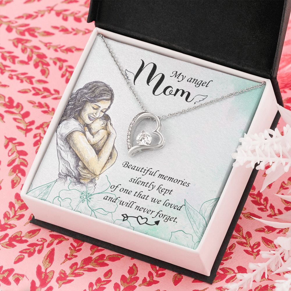 To My Mom Mother My Angel Necklace Pendant Gift From Daughter Beautiful Memories With Message Card Gift For Mom Forever Love Necklace