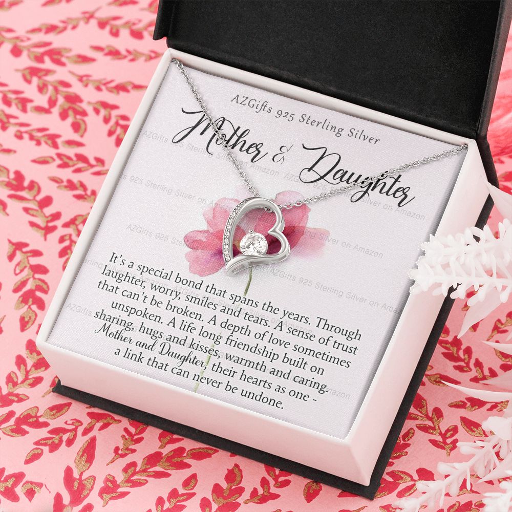 Mother Daughter Necklace with Message Card Mother Daughter Gift Mom Birthday Gift Necklace for Mom from Daughter Gift Birthday Gift for Mom Daughter Gift from Mom 301 Forever Love Necklace