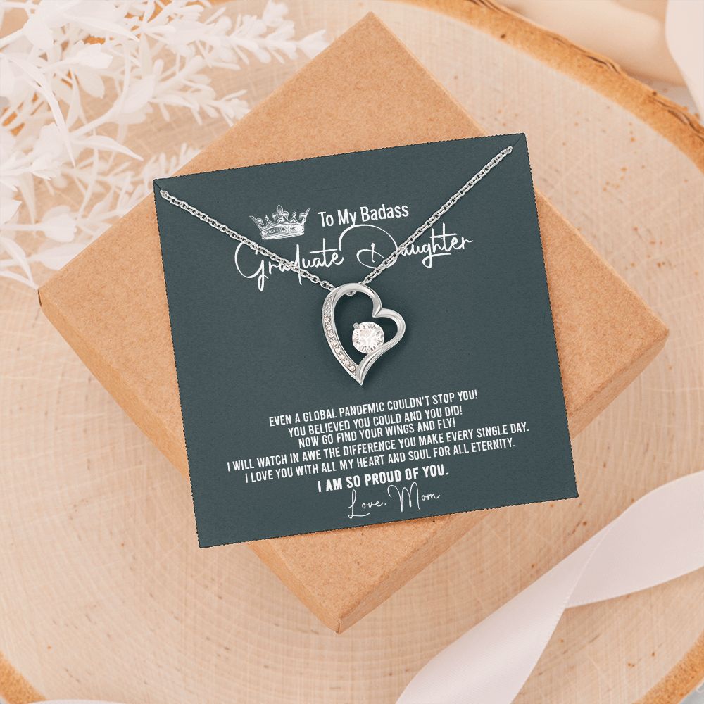 Badass Graduation Daughter Gift From Mom, Graduation Gift, Necklace Congrats Graduation Pendants Gift For Daughter, Daughter In law, Daughter Necklace From Mom Forever Love Necklace