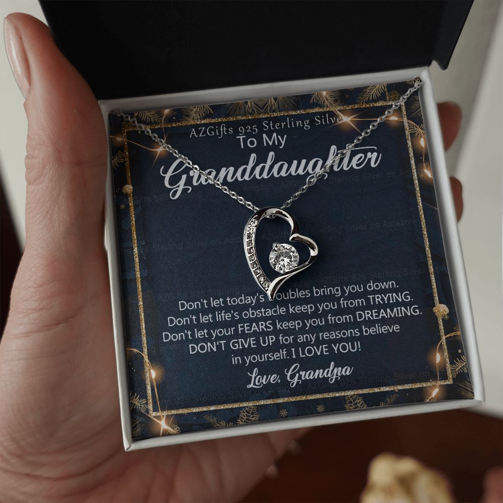 To My Granddaughter Necklace from Grandpa, Gift for Granddaughter from Grandfather, Necklace from Grandpa to Granddaughter, Granddaughter Christmas Present from Grandfather 301 Forever Love Necklace
