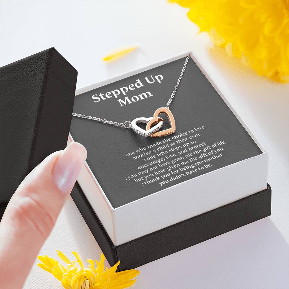 Stepped Up Mom Gifts Stepmom Necklace Jewelry for Woman Bonus Mother's Birthday