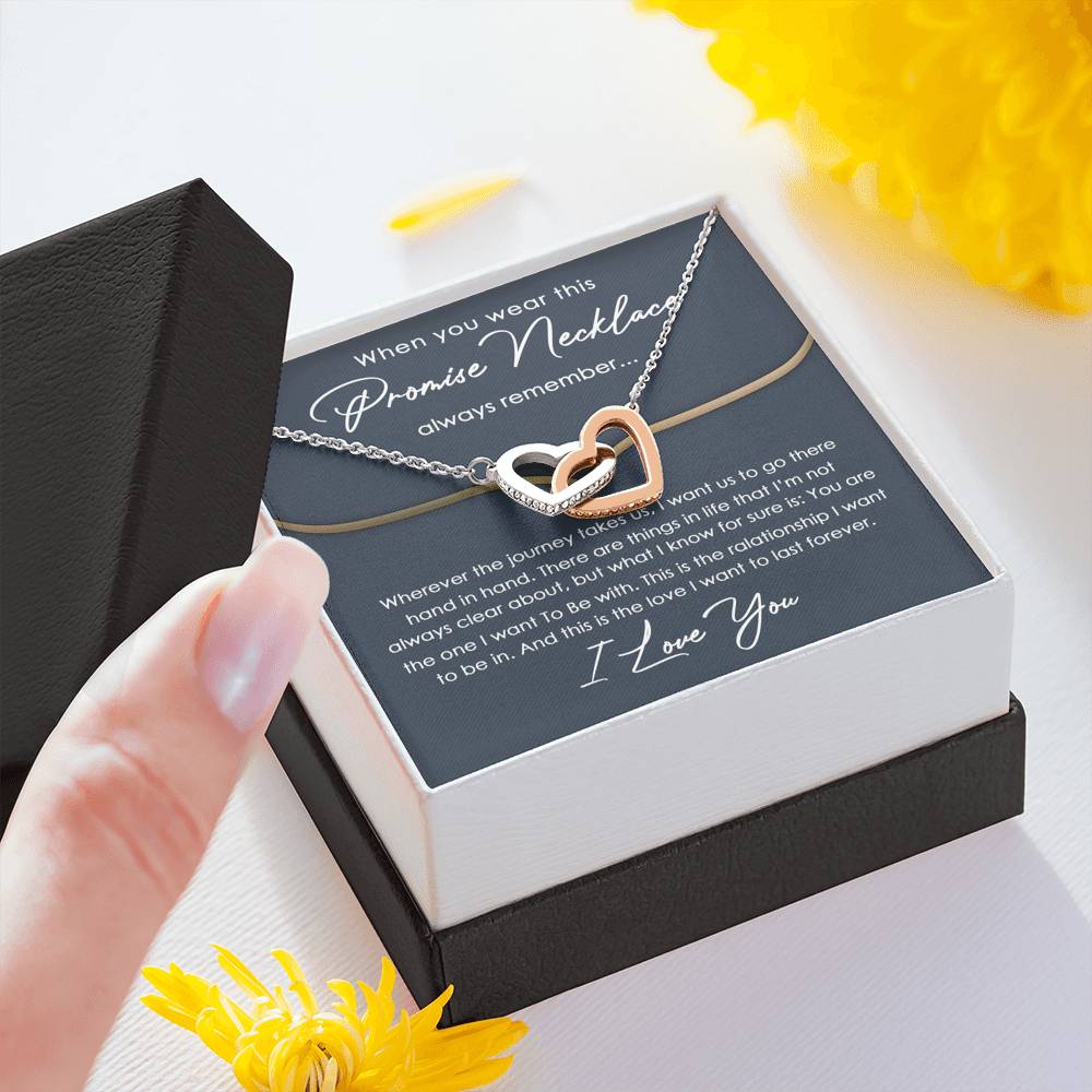 To My Girlfriend Interlocking Hearts Necklace With Message Card For Girlfriend
