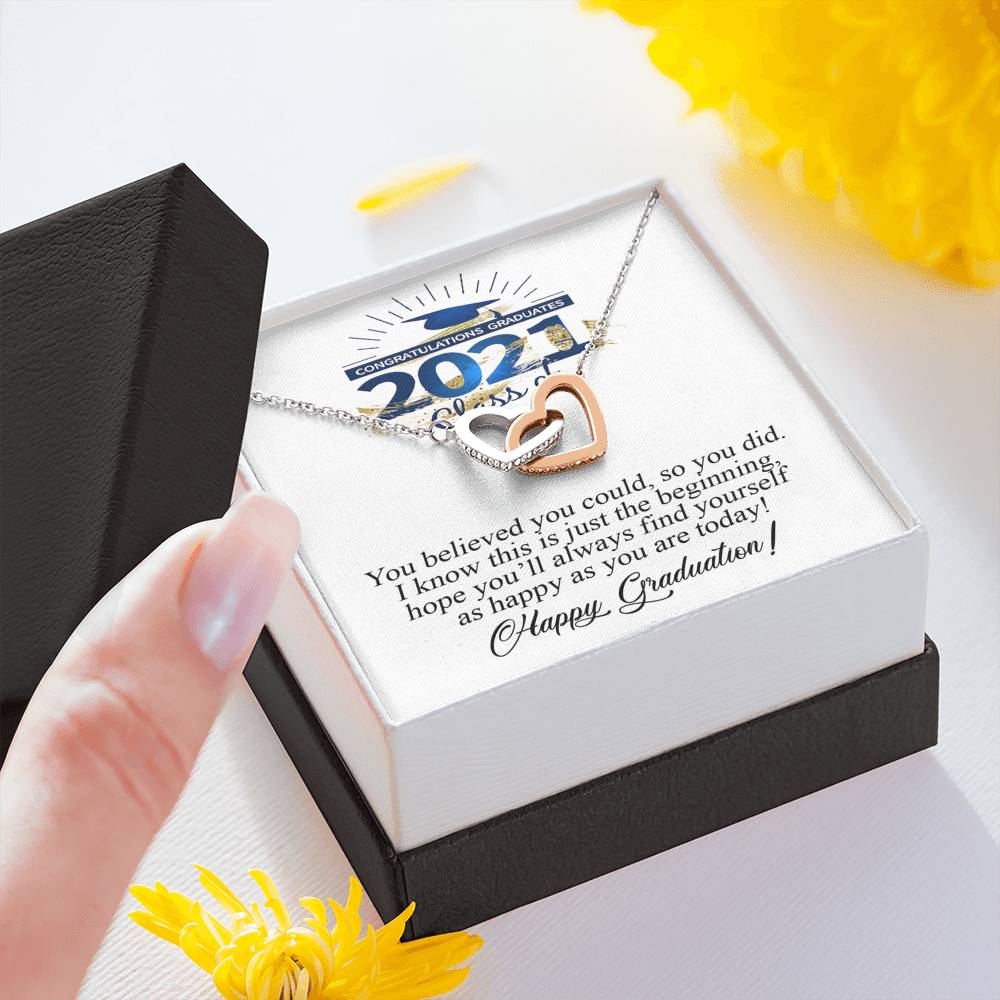 College Graduation Gift Interlocking Hearts Necklace, Graduation Gift for Her