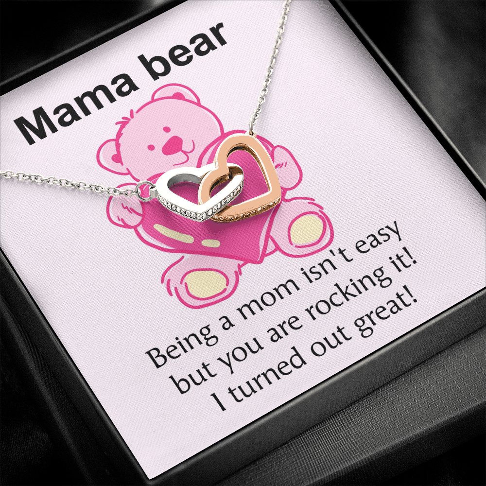 Mama Bear Heart Necklace - Mom Bear Gif Heart Pendant From Son Or Daughter