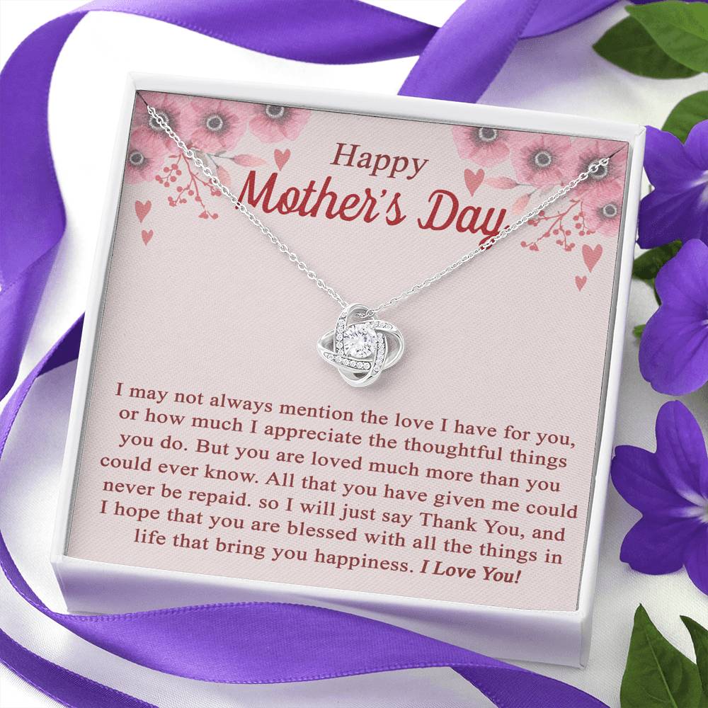 Happy Mother's Day From Son Or Daughter Love Knot Necklace Gift For Mom