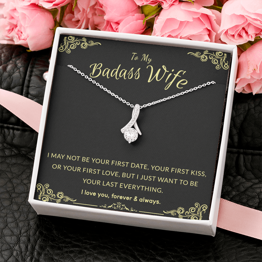 To My Badass Wife Gifts Necklace Anniversary Gift for Wife Birthday Gift for Her