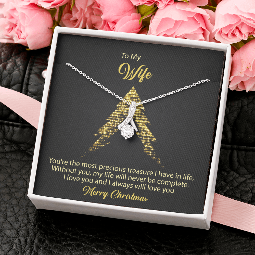 To My Wife Necklace For Women Merry Christmas Gifts for Wife Necklace For Wife