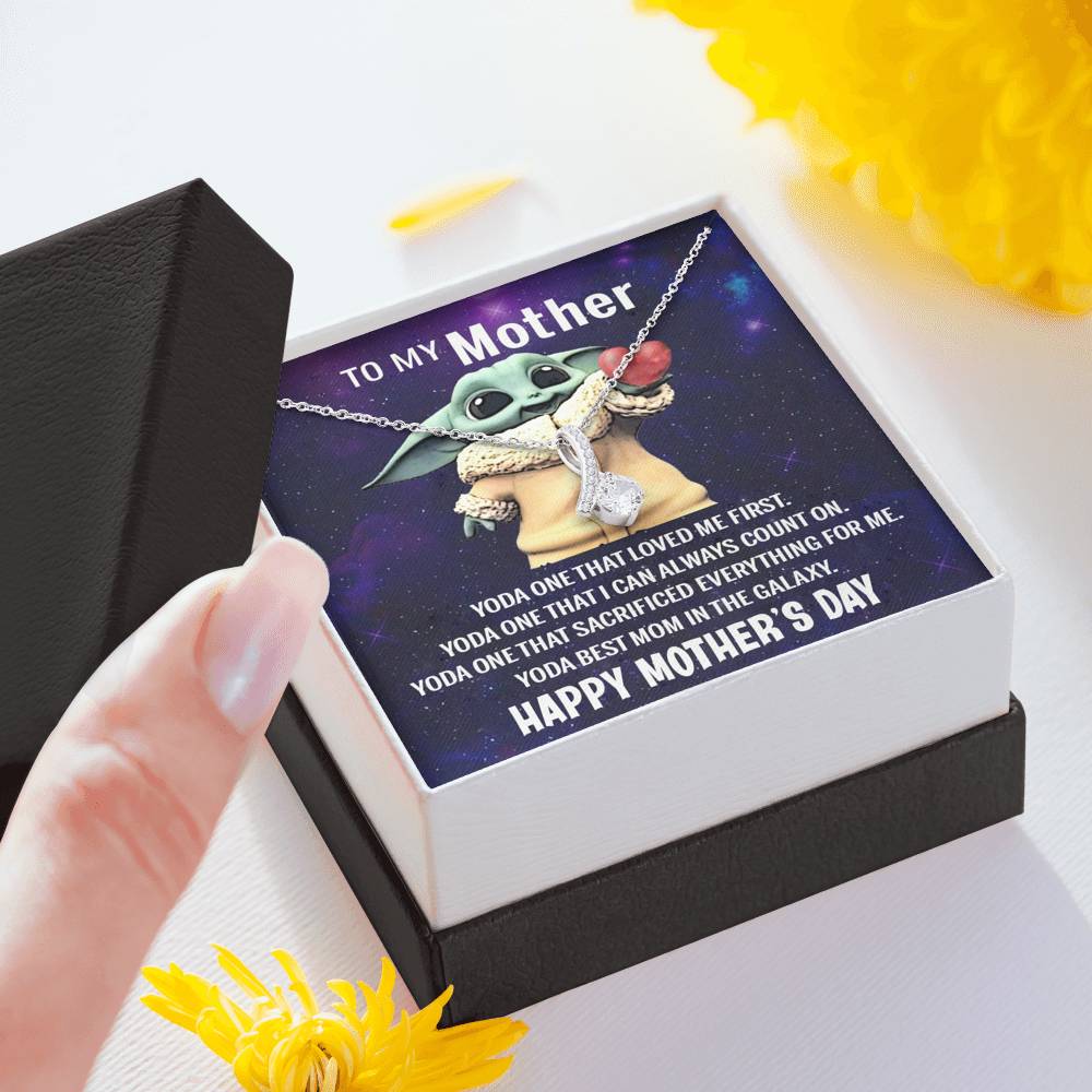 To My Mother Necklace, Baby Yoda Best Mom Necklace Gift, Mothers Day Necklace