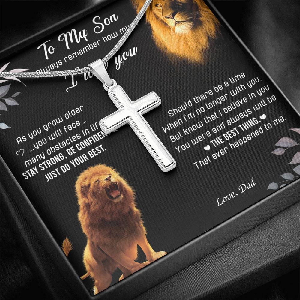 Lion Father To Son Necklace from Dad Gifts Son's Birthday Communion Graduation