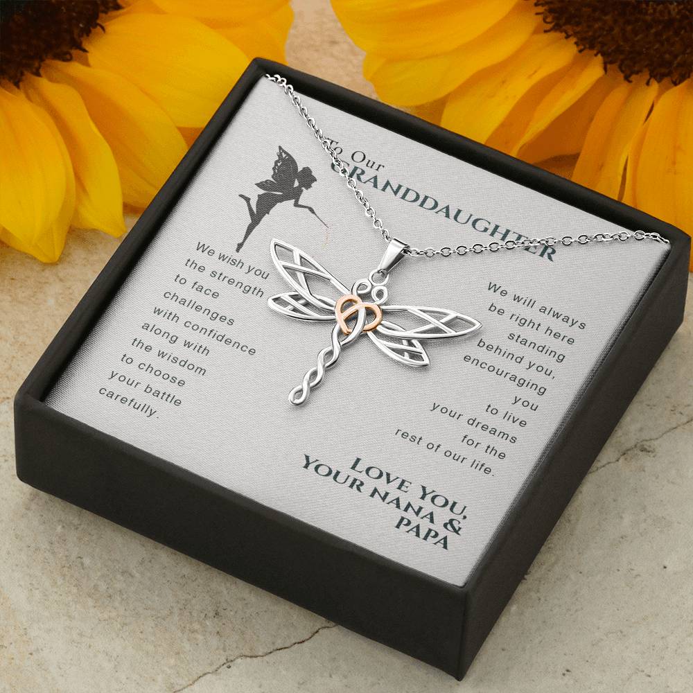 To Our Granddaughter Dragonfly Necklace Gift Granddaughter from nana papa