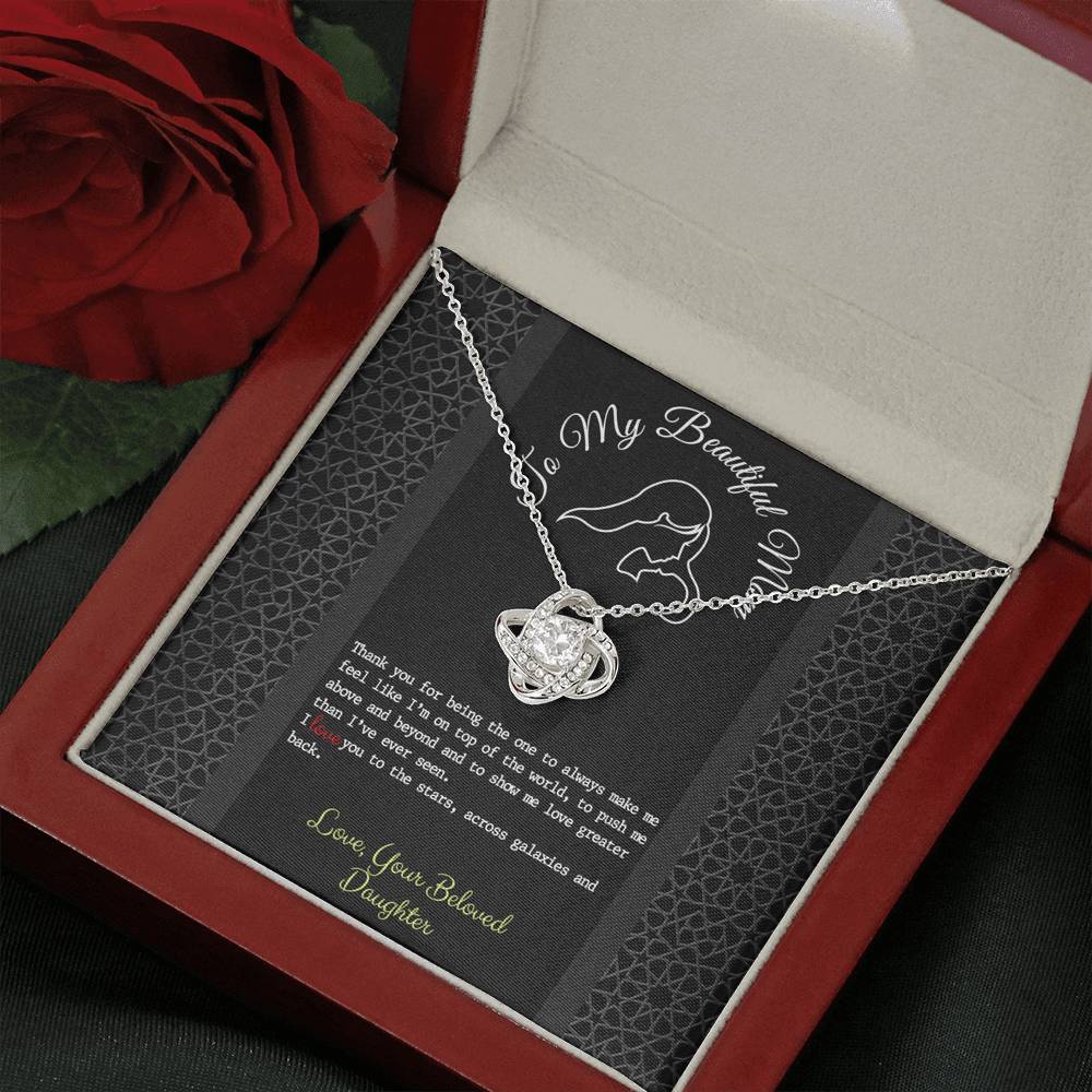 To my Beautiful Mom Love Knot necklace Gift for Mother from Daughter Jewelry Mom
