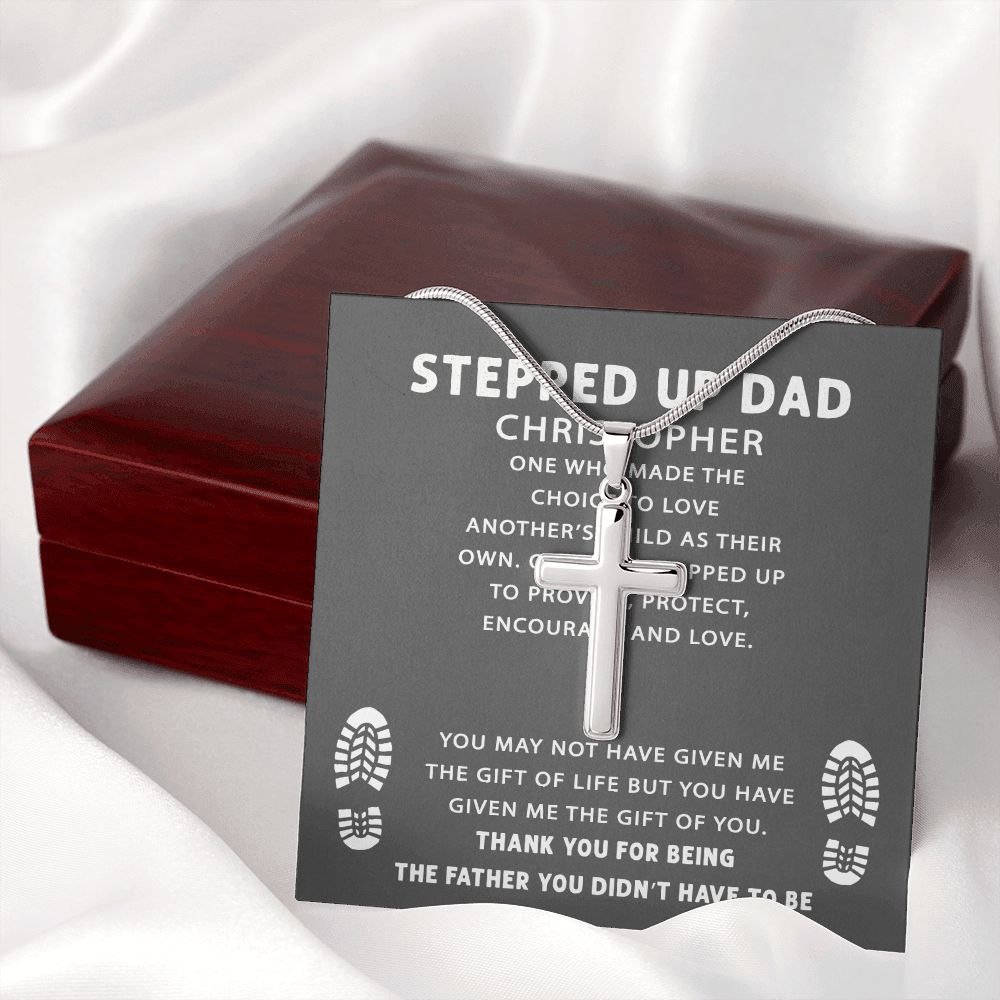 Cross Neckalce for Stepped Up Dad, To My Stepped Up Dad Necklace
