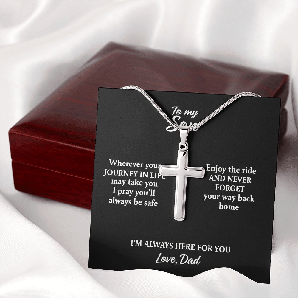 To My Son Necklace From Mom and Dad Jewelry Son Gifts From Mom and Dad, Mother and Son Necklace, Birthday Gift For My Son Graduation Christmas Stainless Steel Cross Necklace Present for Son