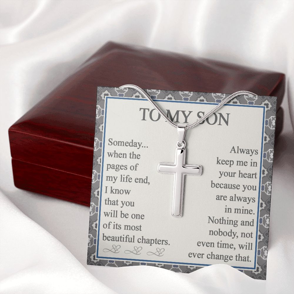 To My Son Necklace From Mom and Dad Jewelry Son Gifts From Mom and Dad, Mother and Son Necklace, Birthday Gift For My Son Graduation Christmas Stainless Steel Cross Necklace Present