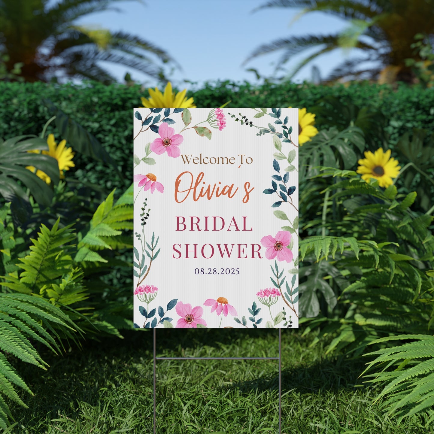 Personalized Bridal Shower Sign, Custom Welcome To Sign Wildflower For Bridal Shower Decorating On Stand Decor Bridal Shower Decorative Signage Floral Welcome Sign Flower Bar Outdoor Banner 09