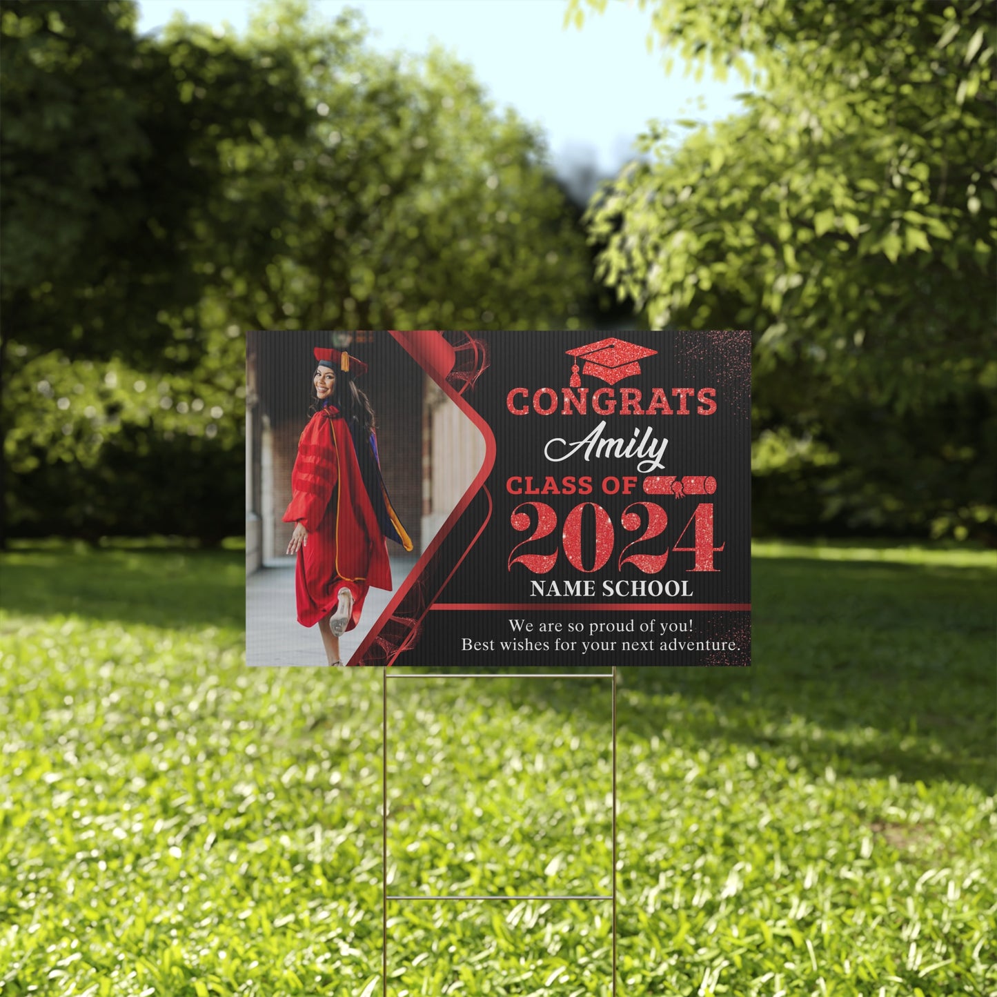Personalized Graduation Yard Sign, Class of 2024 with Stakes, Photo Custom Grad Sign, Class of 2024 Graduation Decorations Class of 2024 High School Graduation, College Graduation 2024