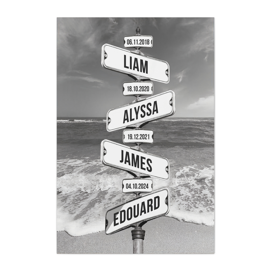 Personalized Crossroads Street Sign For Couples Name And Date Wall Art Canvas His And Her, Customized Est Street Sign Wall Decor Gift For Couple On Wedding, Engagement, Anniversary, Mothers Day 04