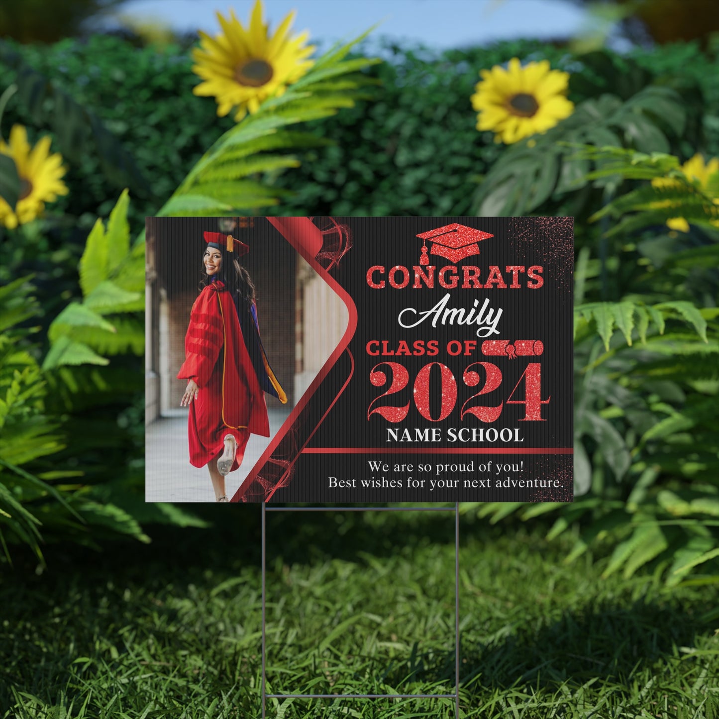 Personalized Graduation Yard Sign, Class of 2024 with Stakes, Photo Custom Grad Sign, Class of 2024 Graduation Decorations Class of 2024 High School Graduation, College Graduation 2024
