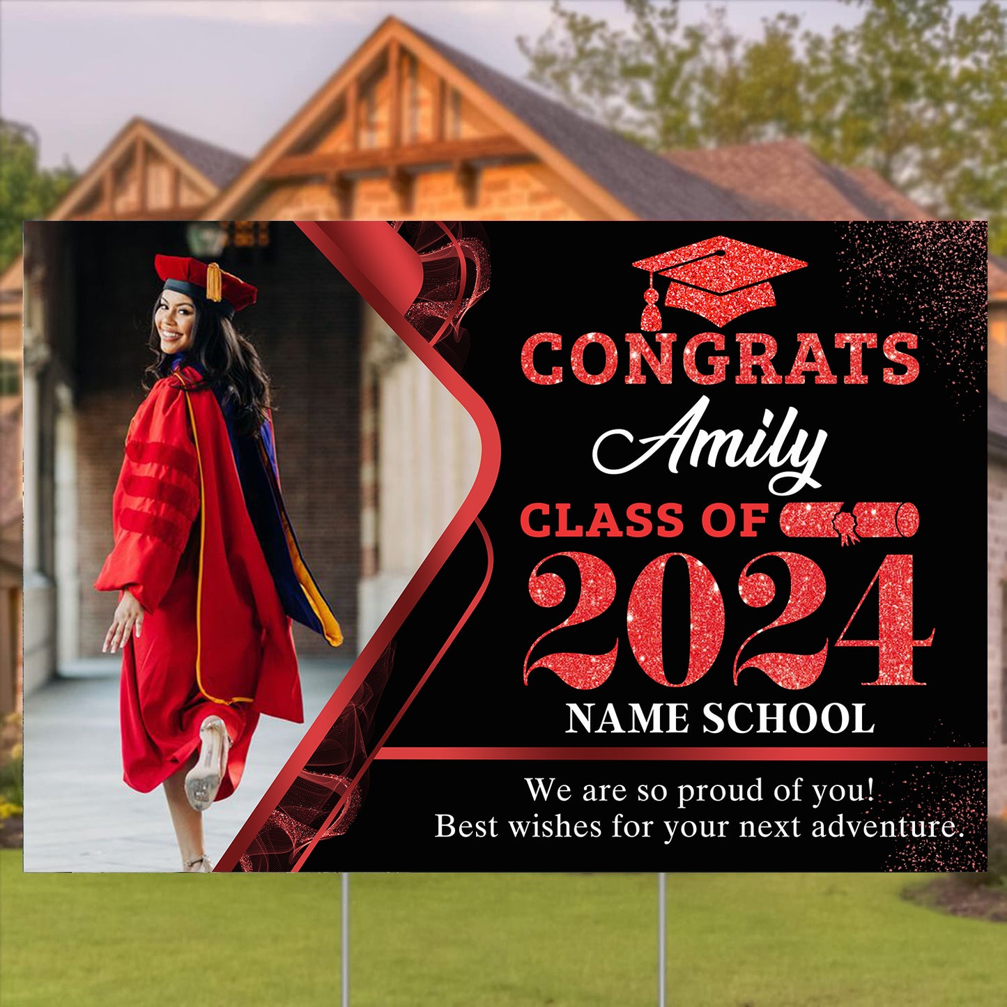 Personalized Graduation Yard Sign, Class of 2024 with Stakes, Photo Custom Grad Sign, Class of 2024 Graduation Decorations Class of 2024 High School Graduation, College Graduation 2024