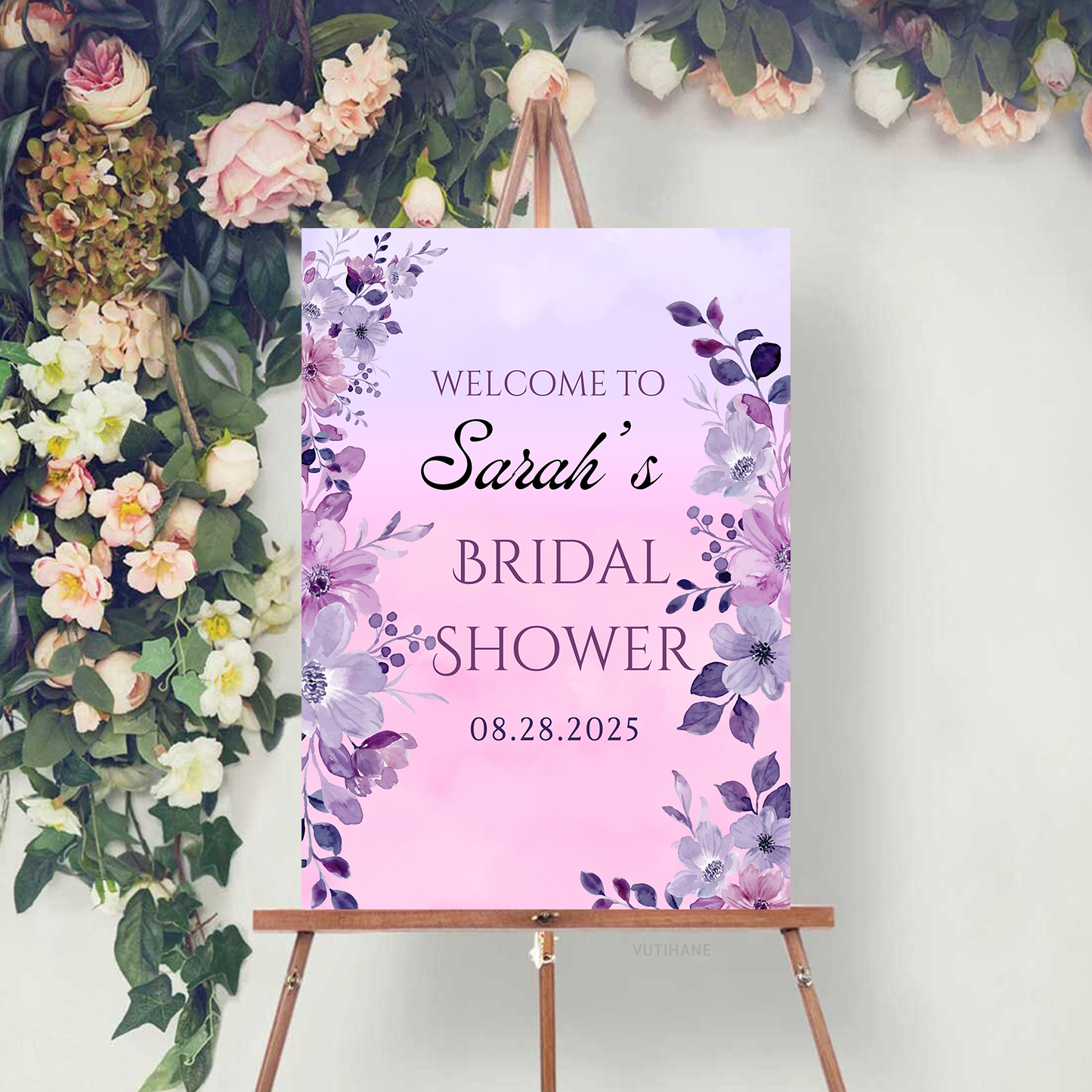 Personalized Bridal Shower Sign, Custom Welcome To Sign Wildflower For Bridal Shower Decorating On Stand Decor Bridal Shower Decorative Signage Floral Welcome Sign Flower Bar Outdoor Banner 02