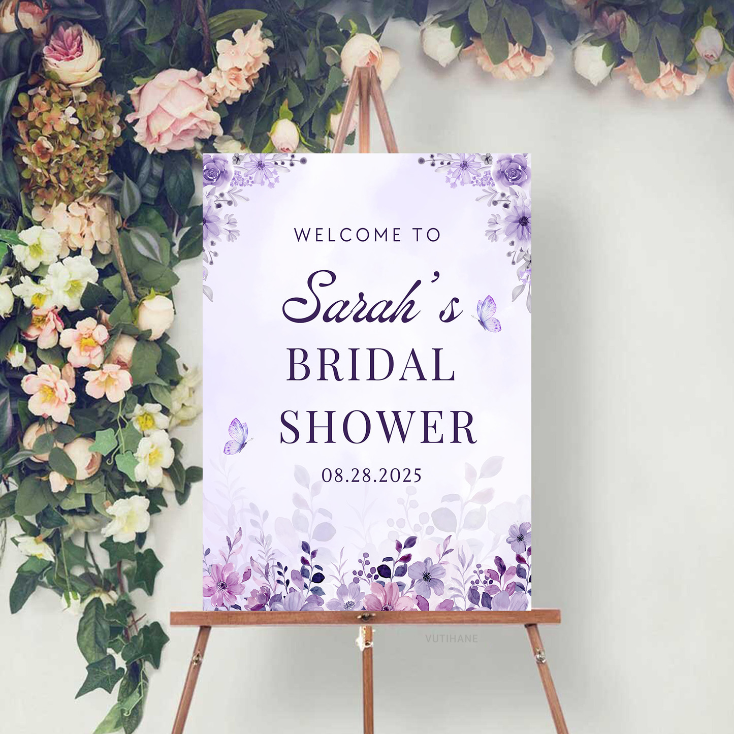 Personalized Bridal Shower Sign, Custom Welcome To Sign Wildflower For Bridal Shower Decorating On Stand Decor Bridal Shower Decorative Signage Floral Welcome Sign Flower Bar Outdoor Banner 03