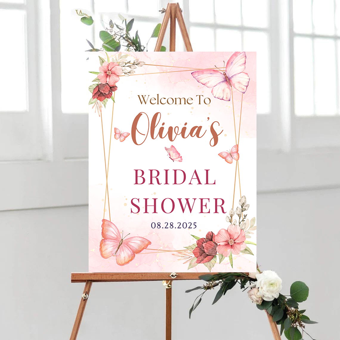 Personalized Bridal Shower Sign, Custom Welcome To Sign Wildflower For Bridal Shower Decorating On Stand Decor Bridal Shower Decorative Signage Floral Welcome Sign Flower Bar Outdoor Banner 05