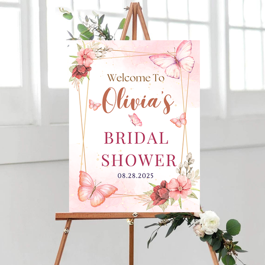 Personalized Bridal Shower Sign, Custom Welcome To Sign Wildflower For Bridal Shower Decorating On Stand Decor Bridal Shower Decorative Signage Floral Welcome Sign Flower Bar Outdoor Banner 05
