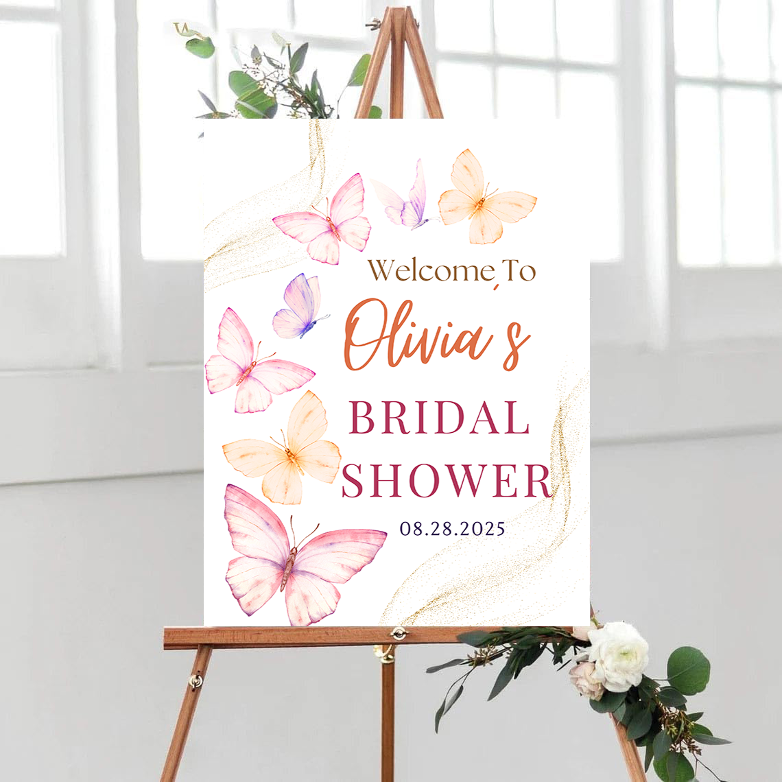 Personalized Bridal Shower Sign, Custom Welcome To Sign Wildflower For Bridal Shower Decorating On Stand Decor Bridal Shower Decorative Signage Floral Welcome Sign Flower Bar Outdoor Banner 06
