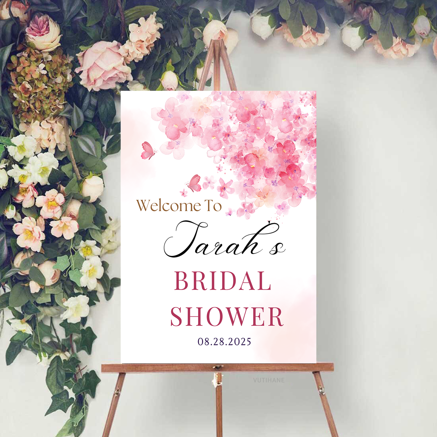Personalized Bridal Shower Sign, Custom Welcome To Sign Wildflower For Bridal Shower Decorating On Stand Decor Bridal Shower Decorative Signage Floral Welcome Sign Flower Bar Outdoor Banner 07
