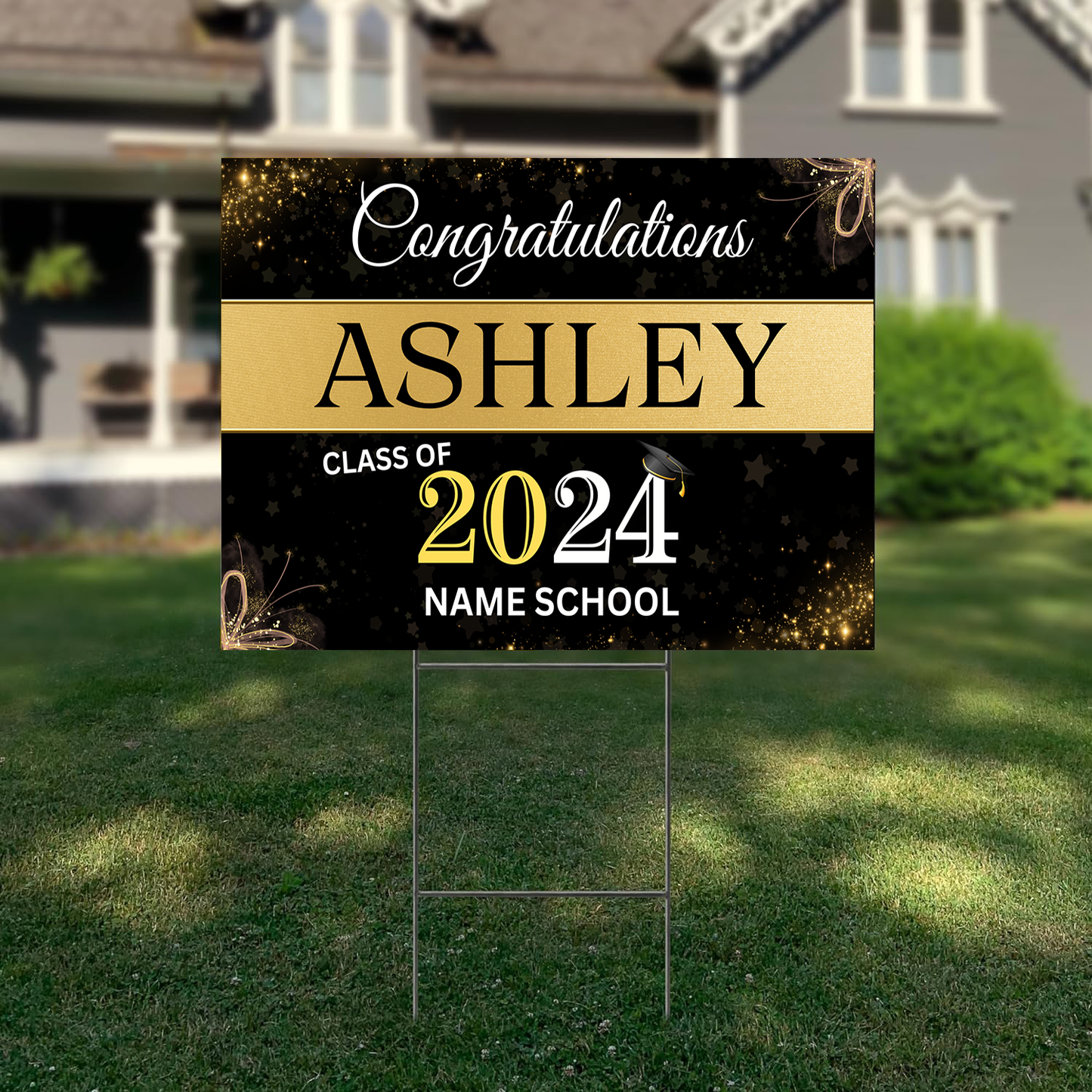 Personalized Class Of 2024 Yard Sign, Graduation Yard Sign 2024, Graduation Senior Sign 2024, Graduate Banner, 2024 Graduation Decorations, High School Grad, College Graduation, Custom Congrats