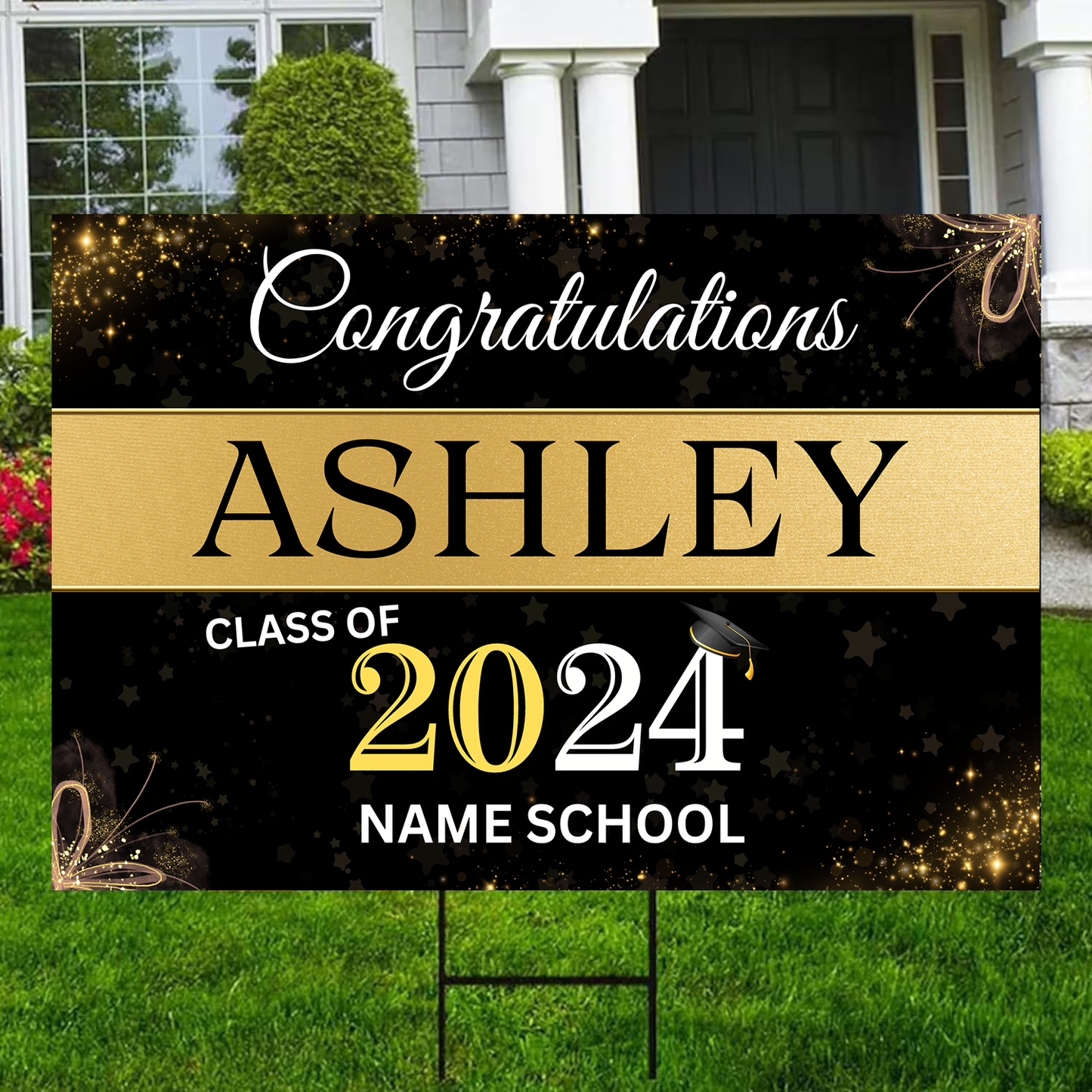 Personalized Class Of 2024 Yard Sign, Graduation Yard Sign 2024, Graduation Senior Sign 2024, Graduate Banner, 2024 Graduation Decorations, High School Grad, College Graduation, Custom Congrats