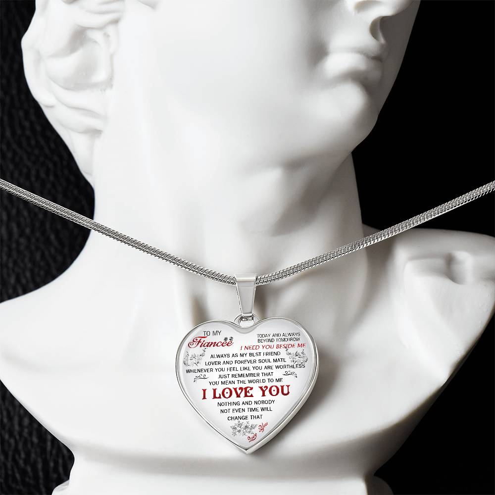 To My Fiancee I Need You Heart Necklace Luxury Silver, Gold - Includes Gift Box!