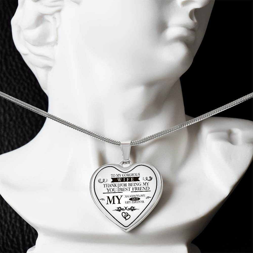 To My Gorgeous Wife And Husband Heart Necklace Luxury Silver, Gold Gift Box!